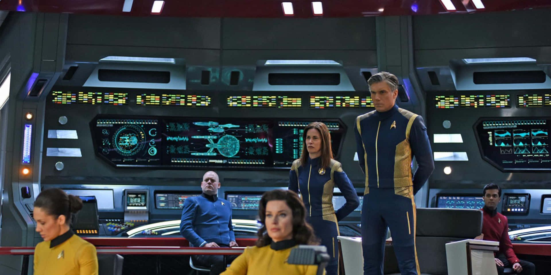 1920x960 Download Star Trek Enterprise Bridge Strange New Worlds Still Wallpaper