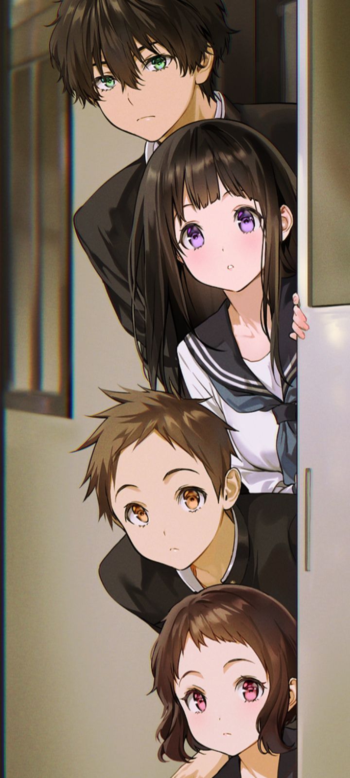 720x1600 Mobile wallpaper: Anime, School Uniform, Eru Chitanda, Hōtarō Oreki, Mayaka Ibara, Satoshi Fukube, Hyouka, 1411678 download the picture for free