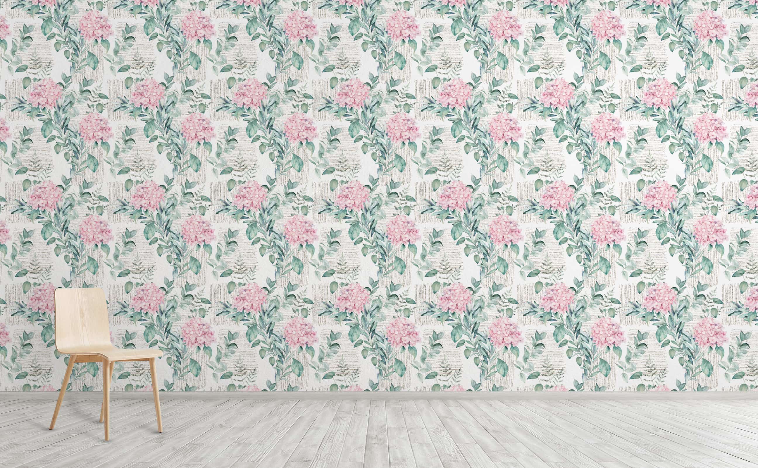 2592x1602 Watercolor vintage hortensia flower eucalyptus botanical Wallpaper for Walls. Home Sweet Home