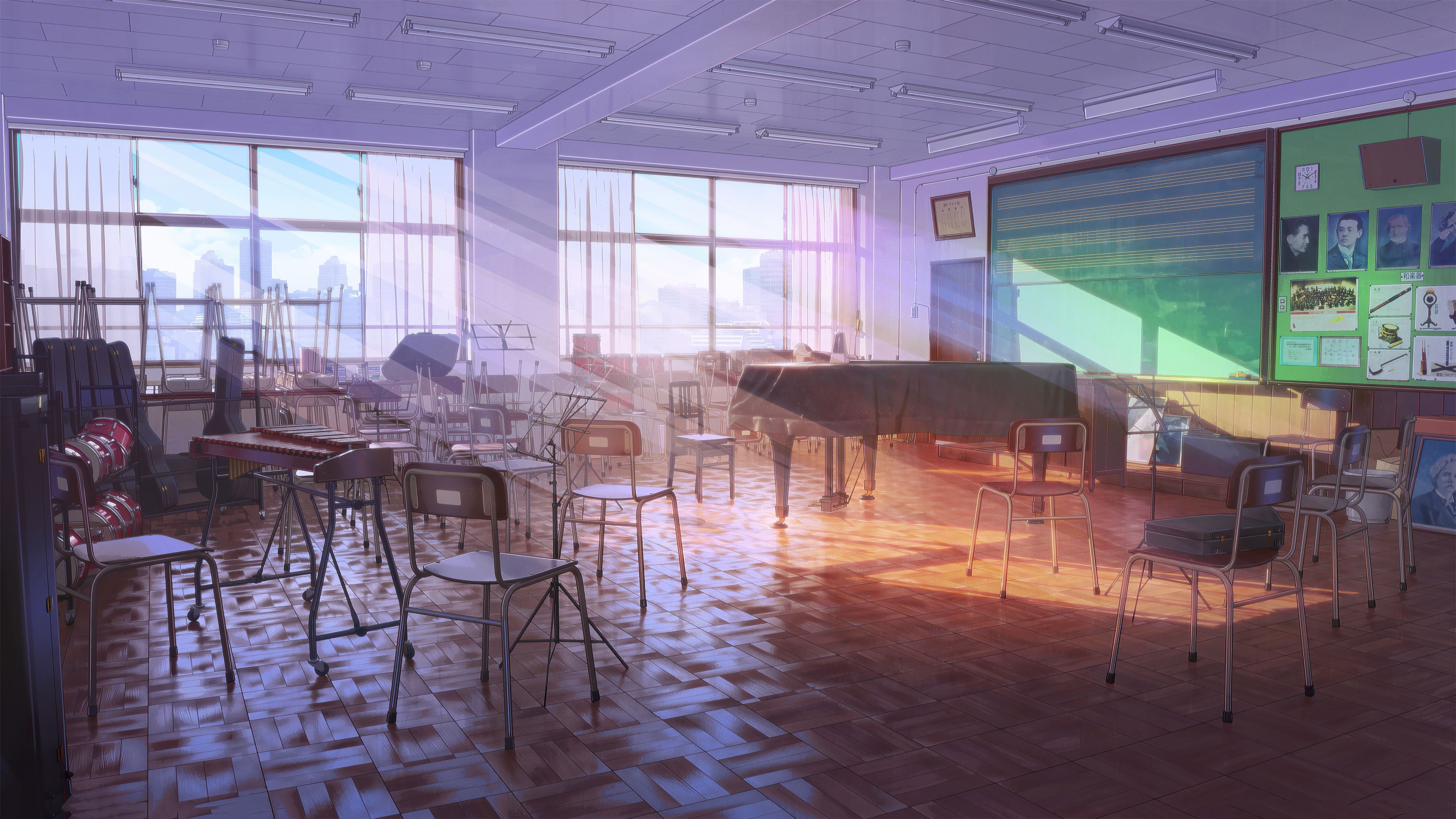 3840x2160 Music Classroom Anime. Anime background, Anime scenery wallpaper, School anime background class