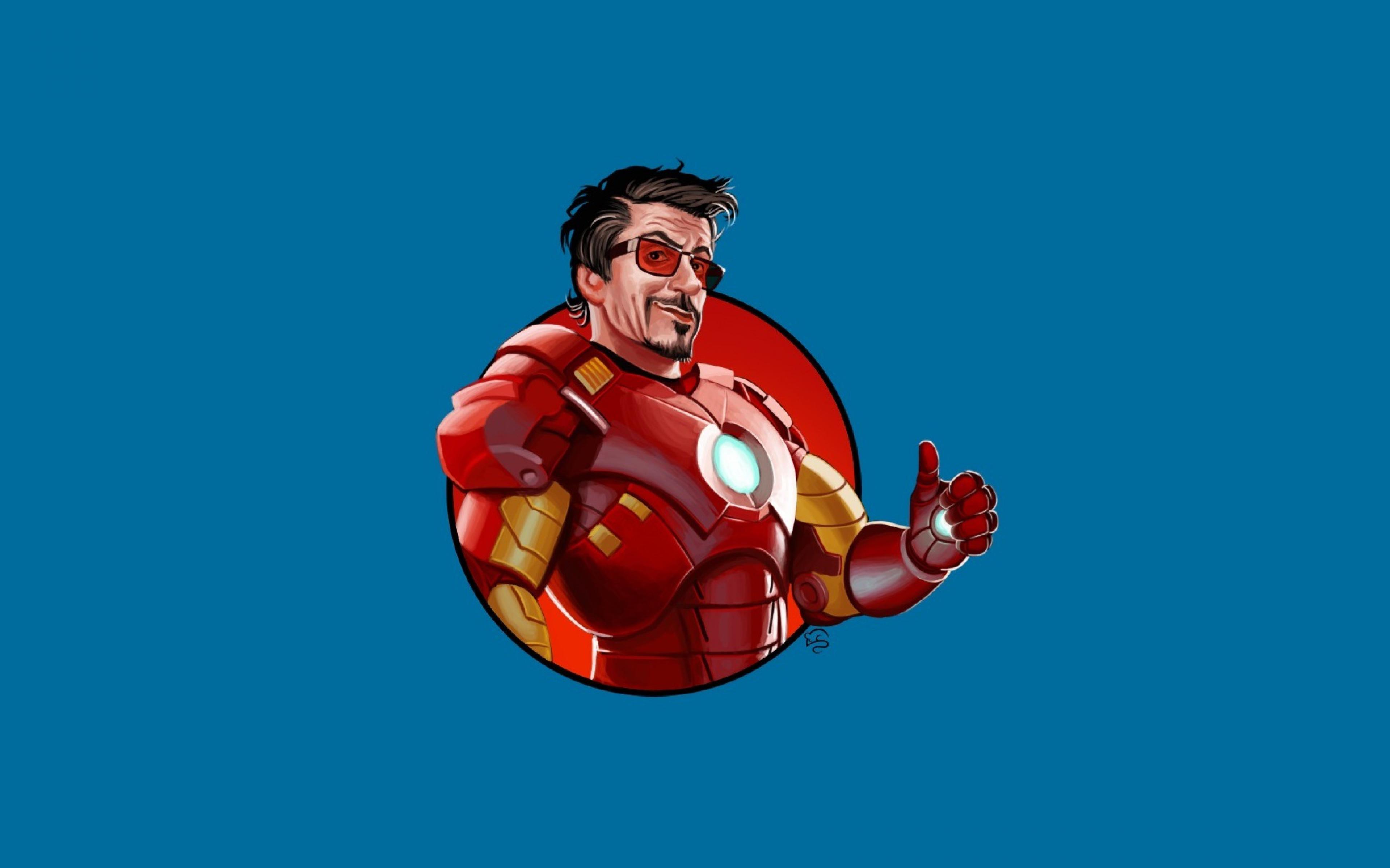 3840x2400 HD Background Iron Man Art Minimalism Tony Stark Blue Red Icon