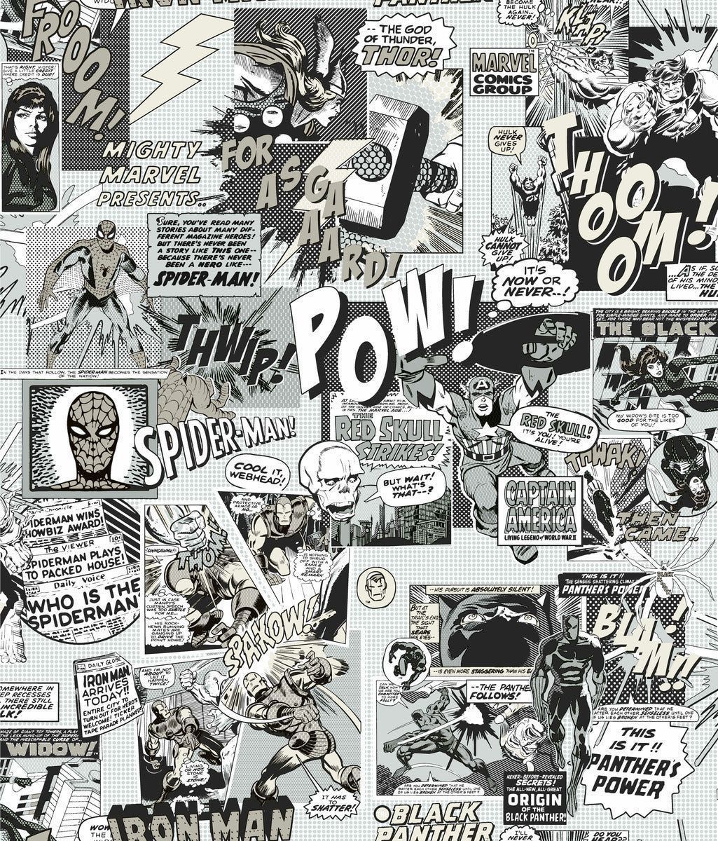 1025x1200 Marvel Comics Pow! Wallpaper & White