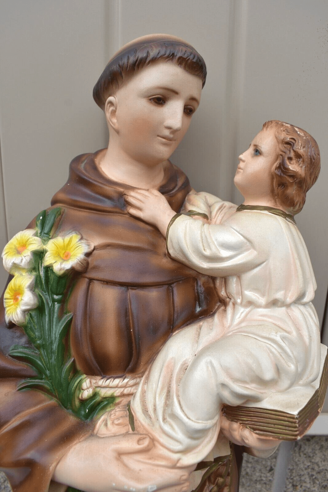 1067x1600 Nice Older Plaster Statue of St. Anthony with Child Jesus (CU460) chalice co