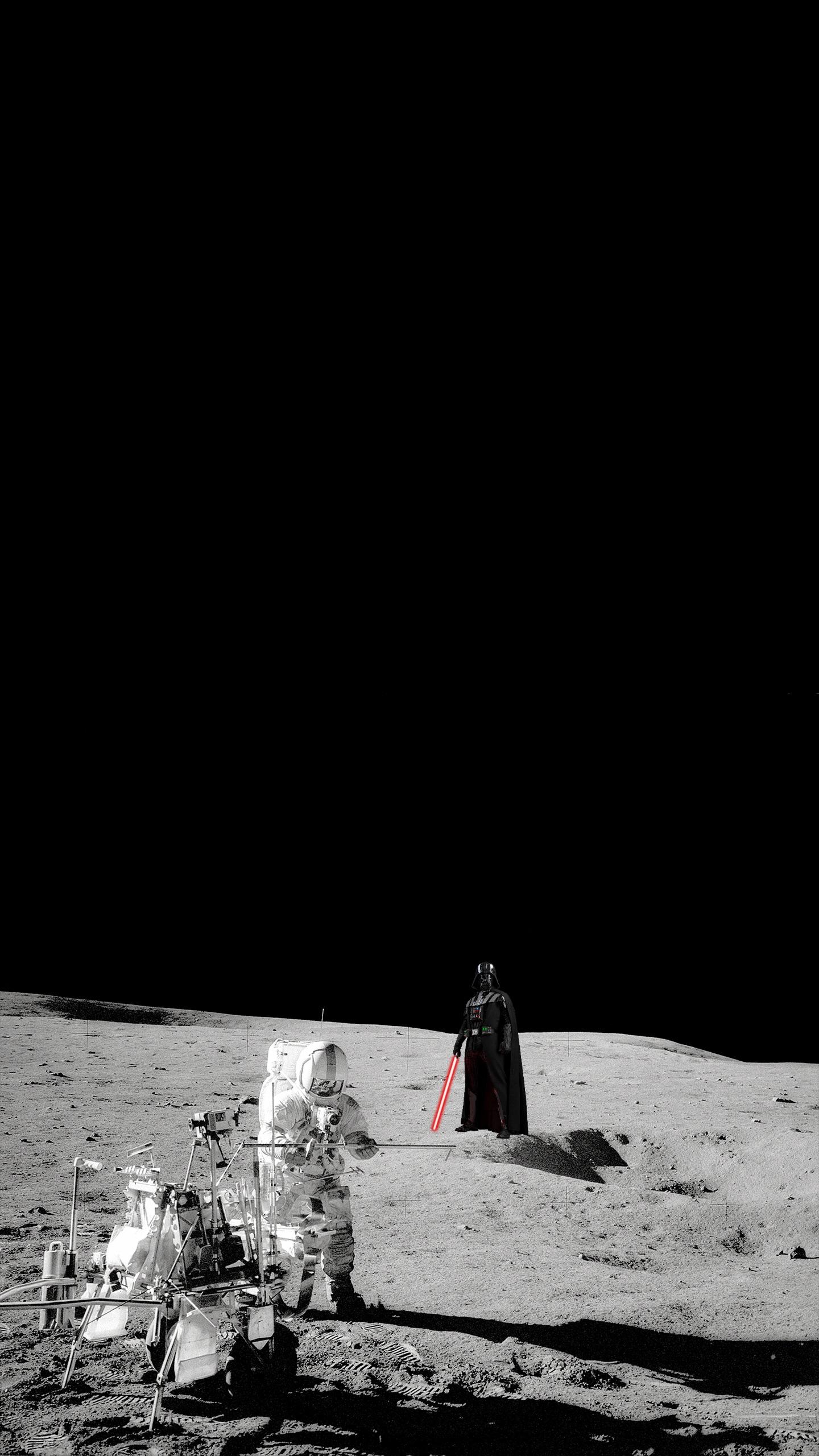 1440x2560 I made this AMOLED Vader moon landing wallpaper (I'm terrible at Photohop)