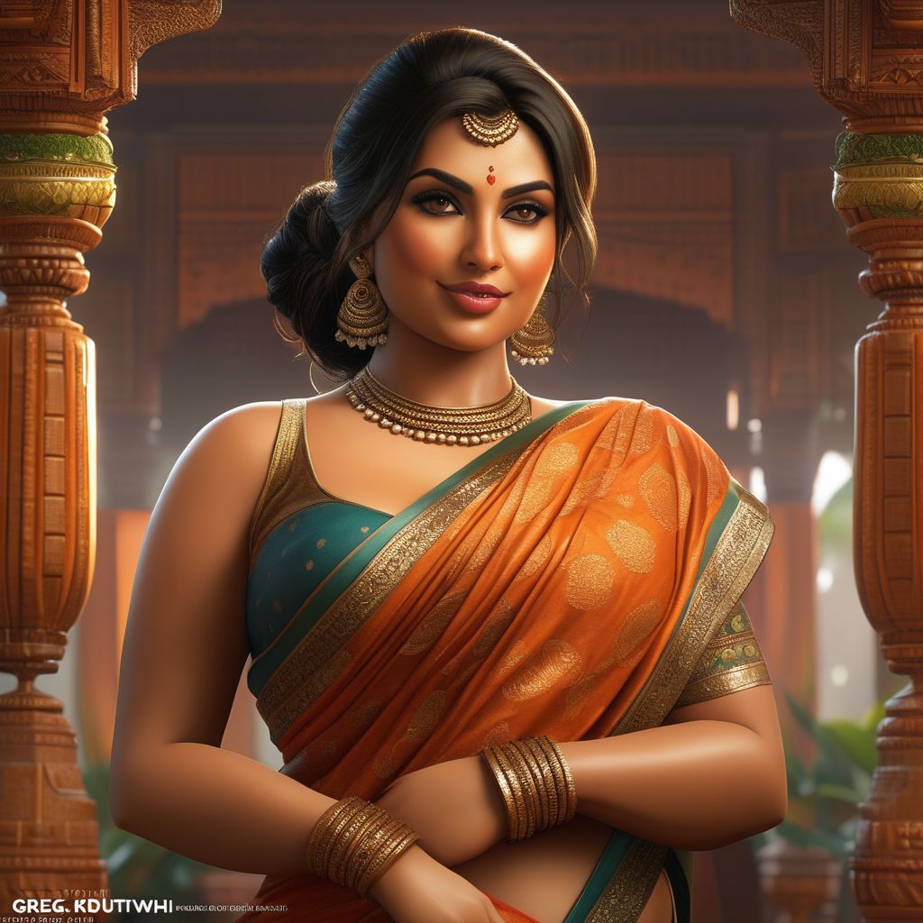 1024x1024 A very beautiful highly detailed south Indian aunty