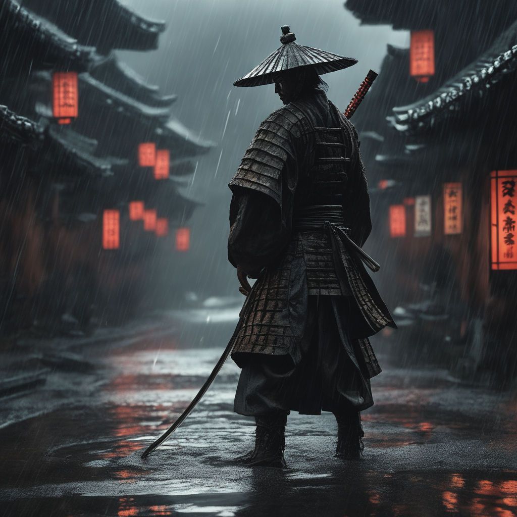 1024x1024 Samurai walking away at the end of a battle