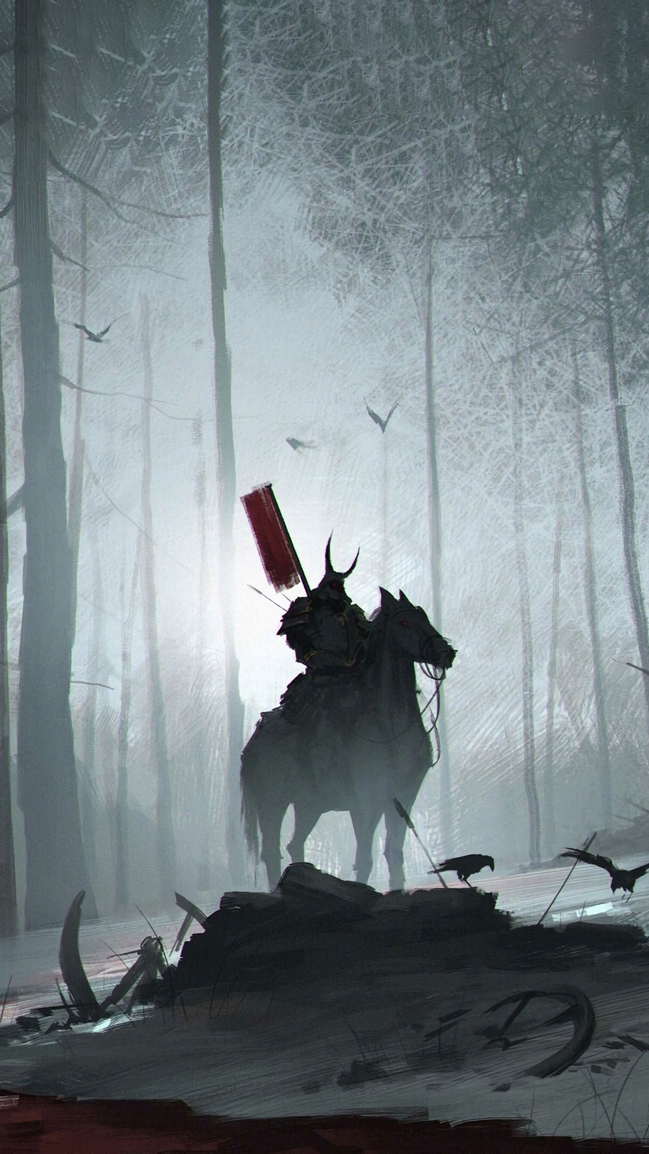 2160x3840 Samurai, Warrior, Forest, Art, Fantasy, 4k Gallery HD Wallpaper