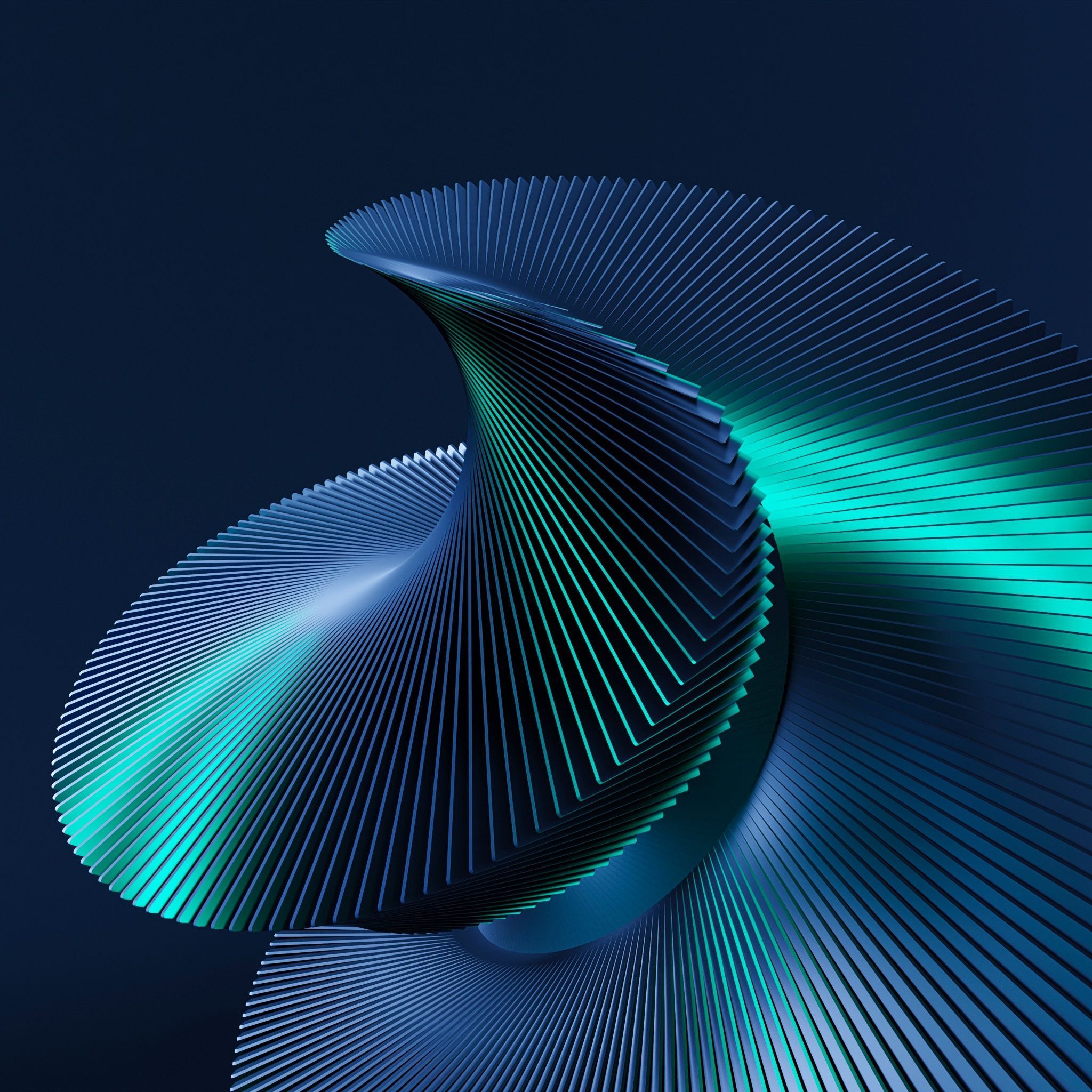 2048x2048 3D Render Wallpaper 4K, Teal abstract, 5K