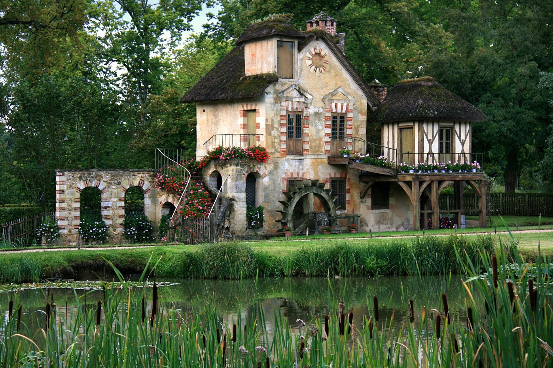 1920x1280 home, Village, The, Queen, Marie, Antoinette, Versailles, France, Forest, Summer, Green, Pond