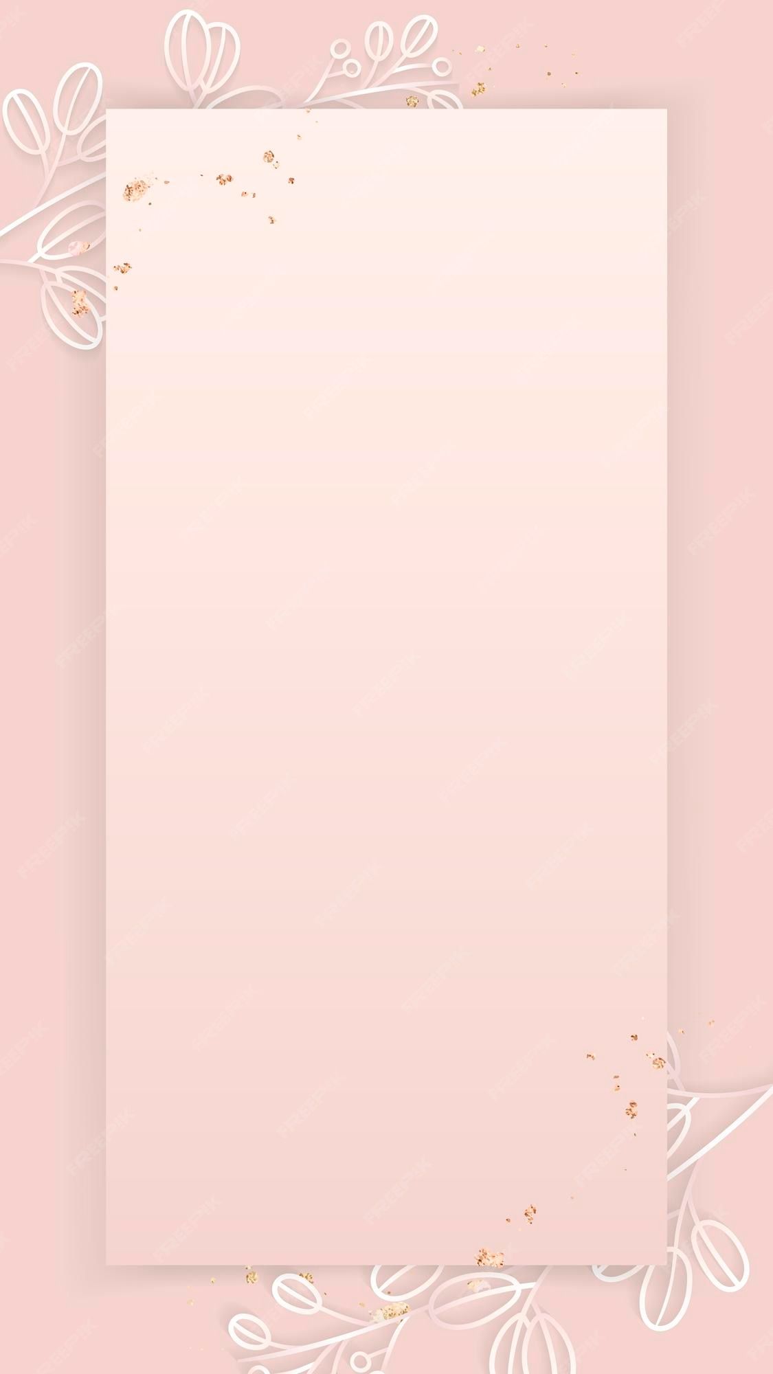 1125x2000 Premium Vector. Rectangle frame on floral pattern pink mobile phone wallpaper vector
