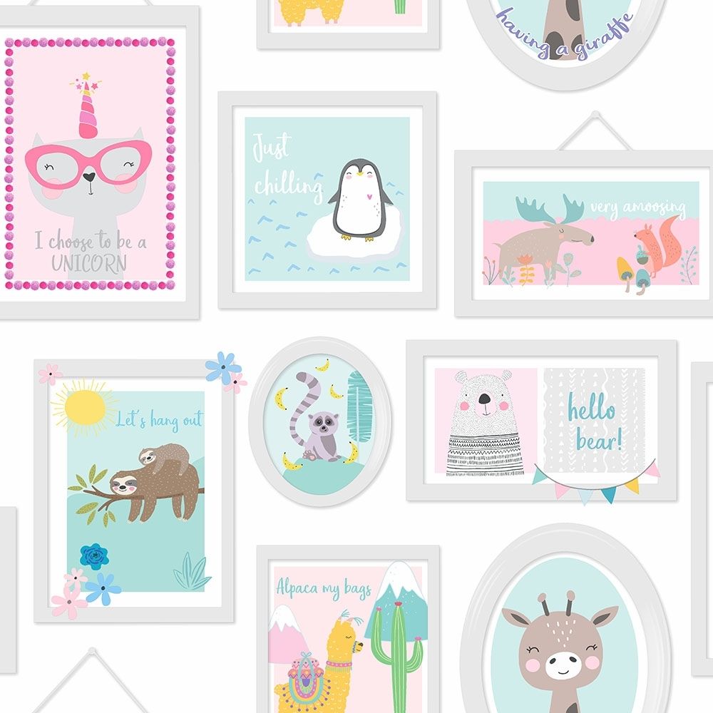 1000x1000 Pet Portraits Childrens Frames wallpaper in teal & pink. I Love Wallpaper