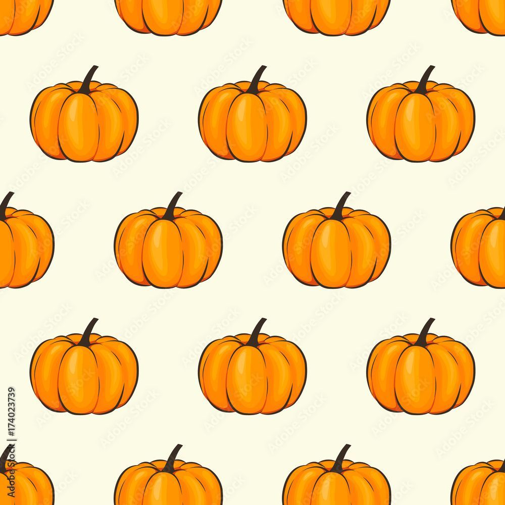 1000x1000 Pumpkin isolated seamless wallpaper pattern wrap cartoon style. Vector illustration on Autumn and Celebration for Thanksgiving for your projects Stock Vector