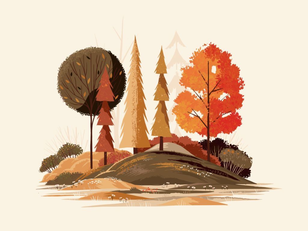 1024x768 Autumn Vibes: Bright and Cosy Fall Illustrations