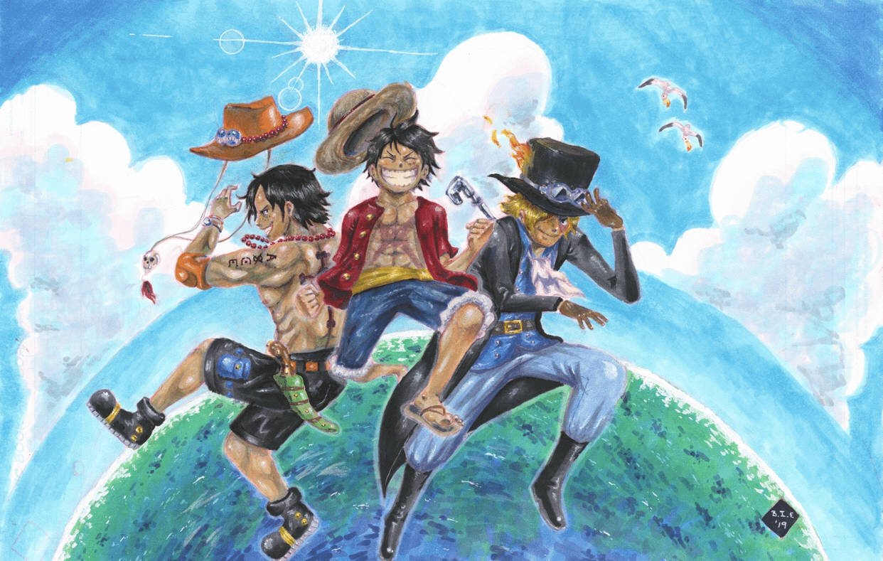 1242x789 I drew the three brothers, Luffy, Ace, and Sabo!