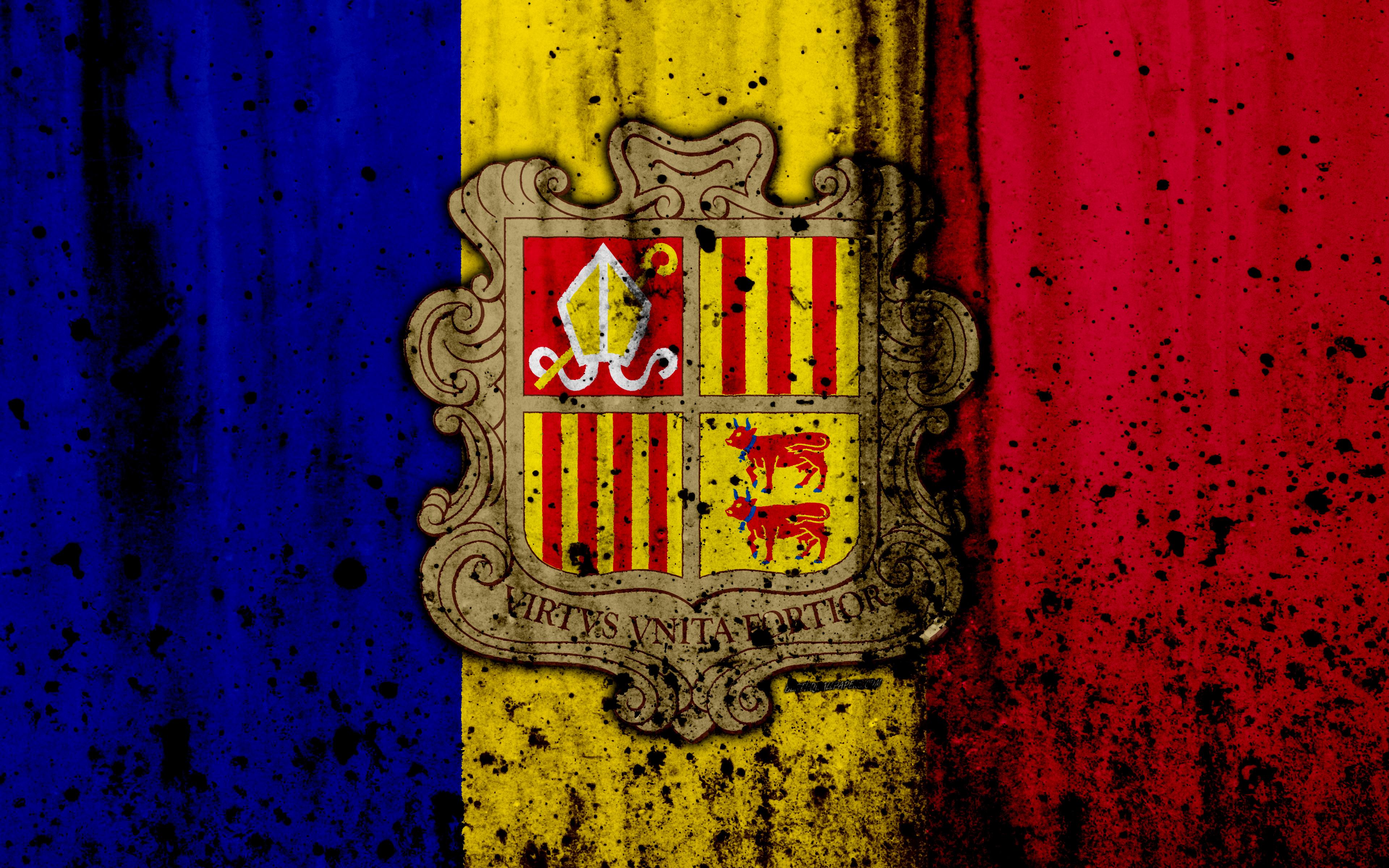 3840x2400 Andorra Flag Wallpaper