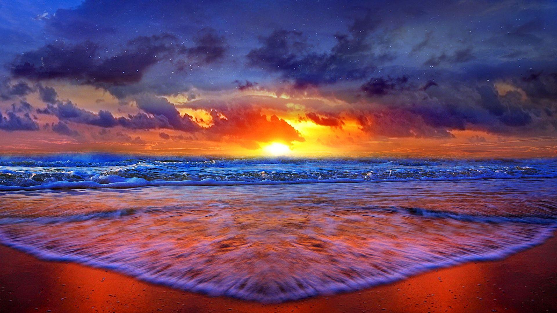 1920x1080 Beach Sunset HD Wallpaper