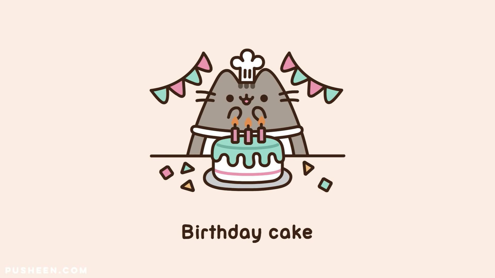 1920x1080 Birthday Pusheen Wallpaper