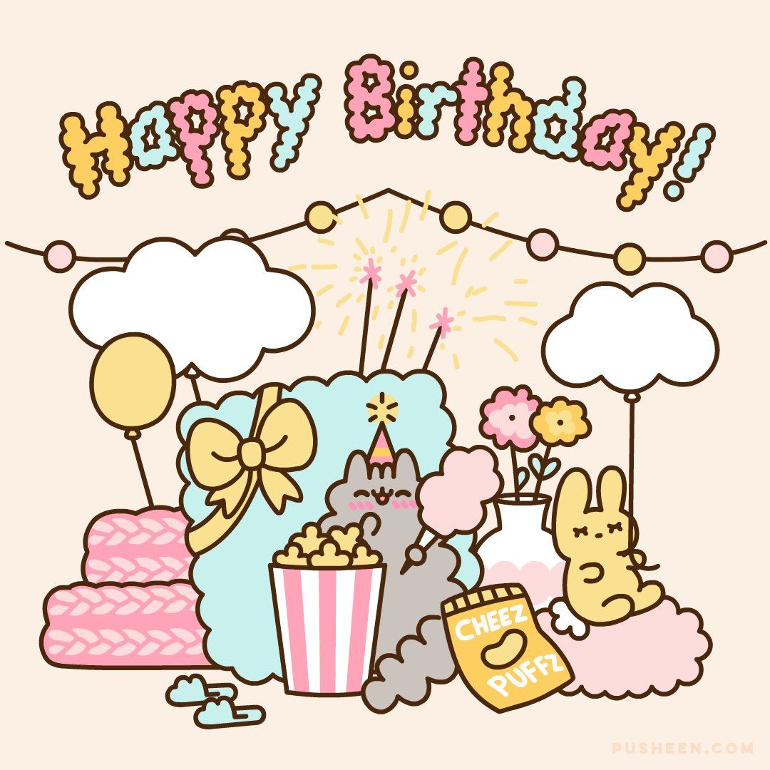 1080x1080 X \ Pusheen the cat ב-X: HAPPY BIRTHDAY, #STORMY! Wish #Pusheen's adorable younger sister a Happy Birthday in the comments below
