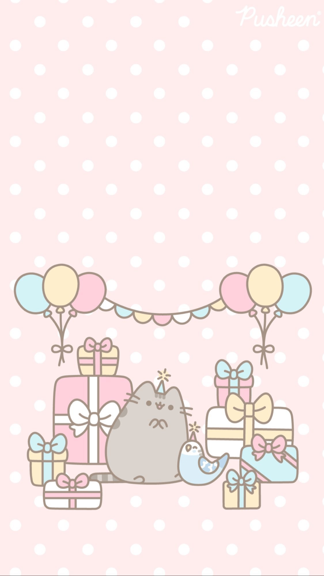 1125x2001 Pusheen Cat Birthday Wallpaper