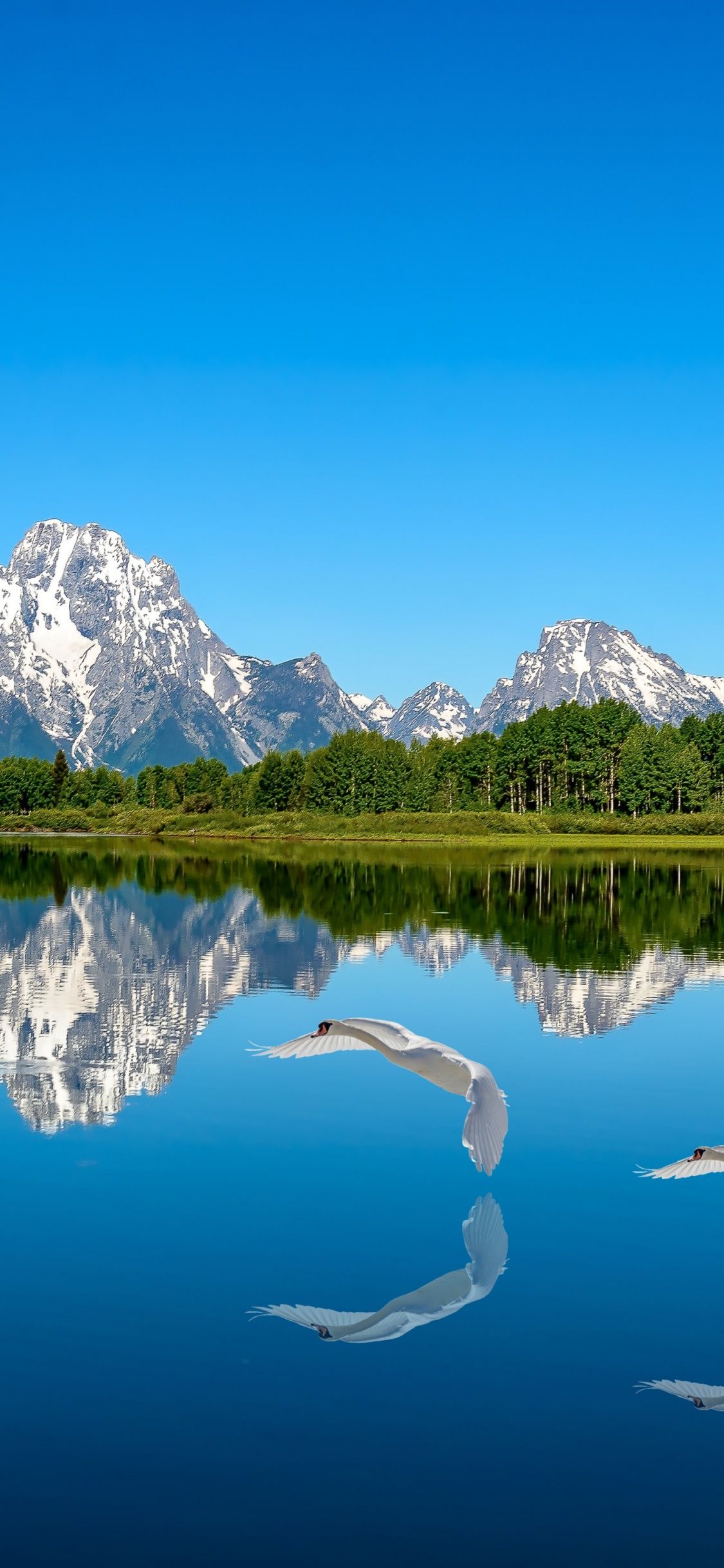 1125x2436 Lake Wallpaper 4K, Blue aesthetic, Mountains