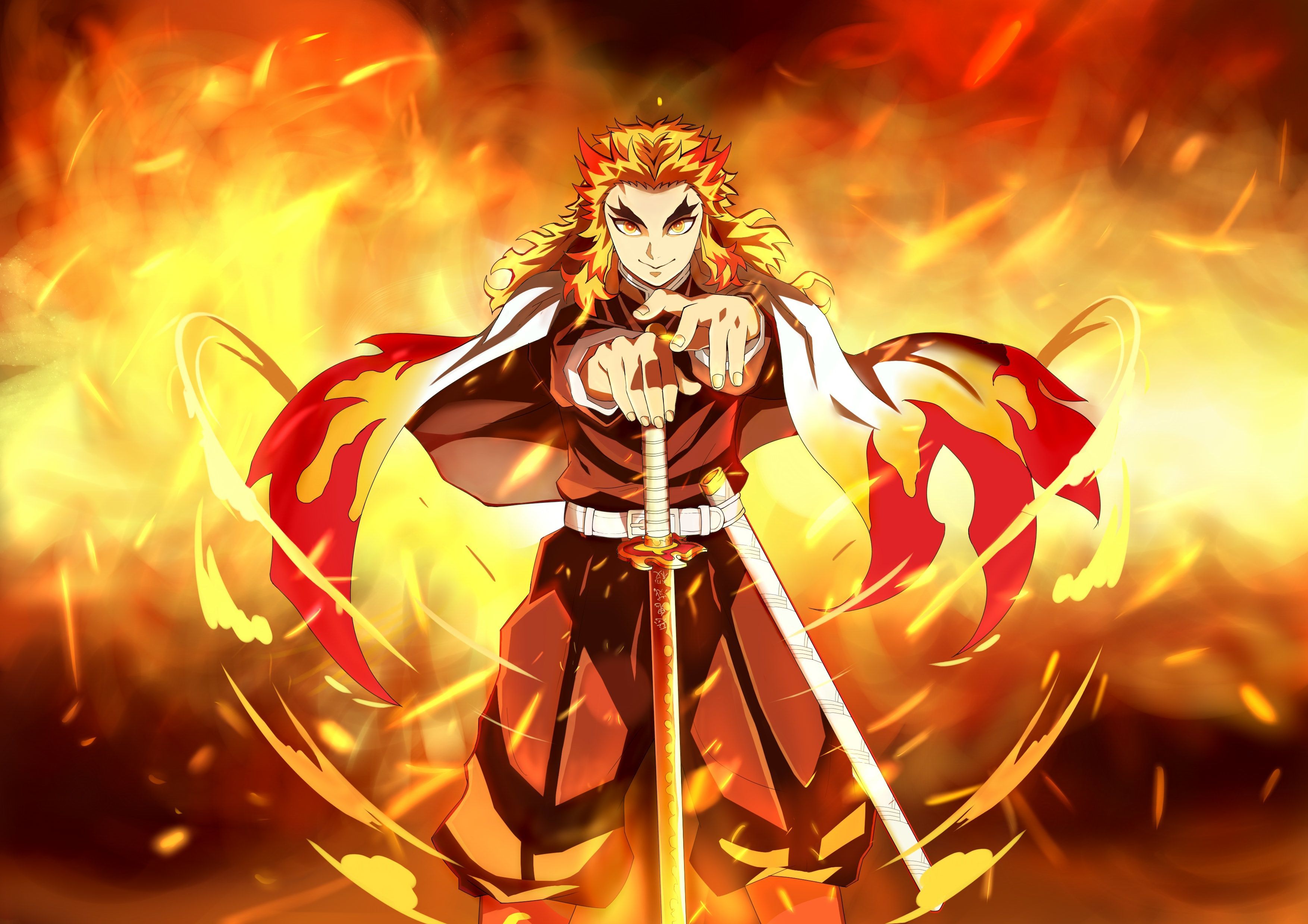 3507x2480 Download Kyojuro Rengoku Anime Demon