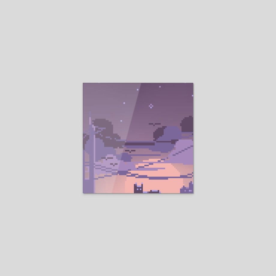 920x920 cat pixel art landscape, an art print