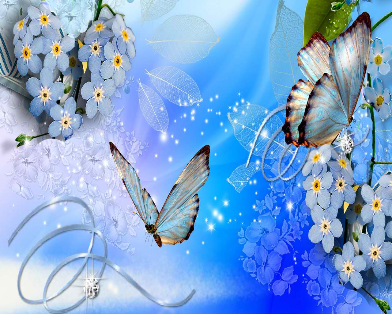 1280x1024 Blue Butterfly Wallpaper