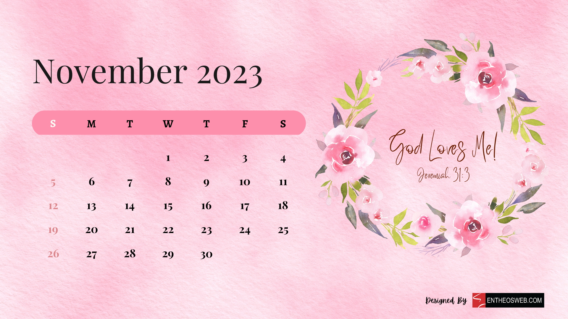 1920x1080 Christian Floral 2023 Calendar Desktop Wallpaper