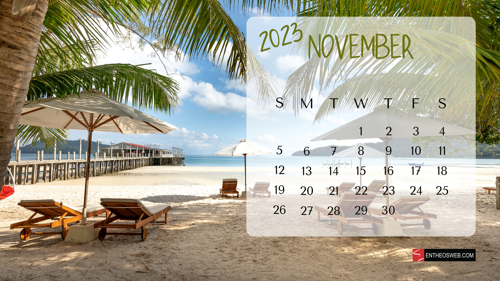 1920x1080 November 2023 Calendar Desktop Wallpaper