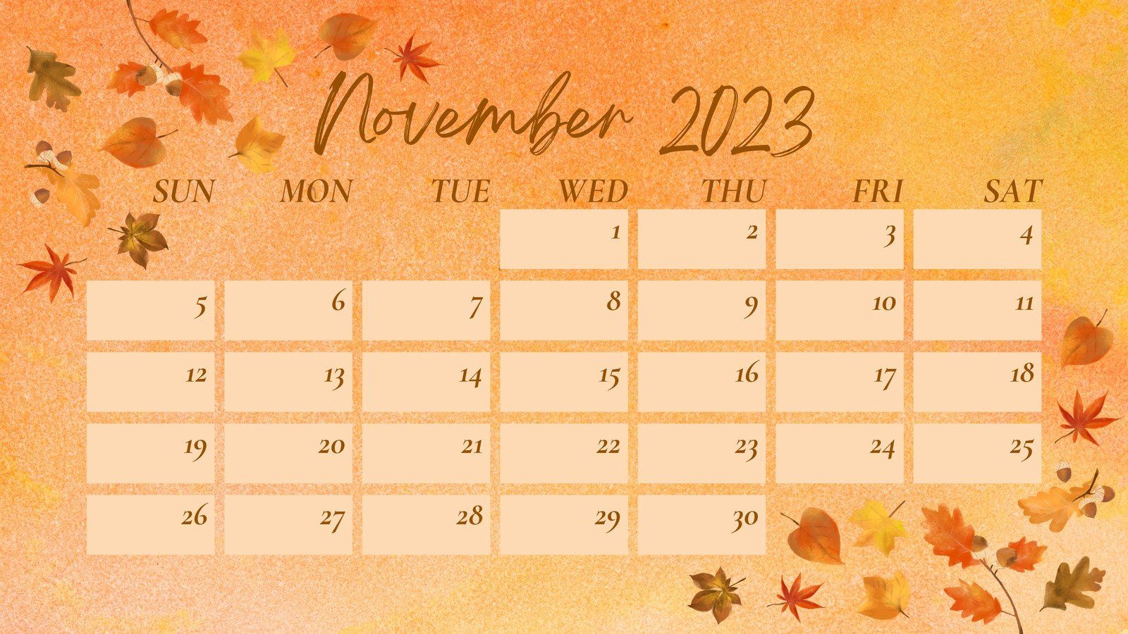 1600x900 Free and customizable november templates