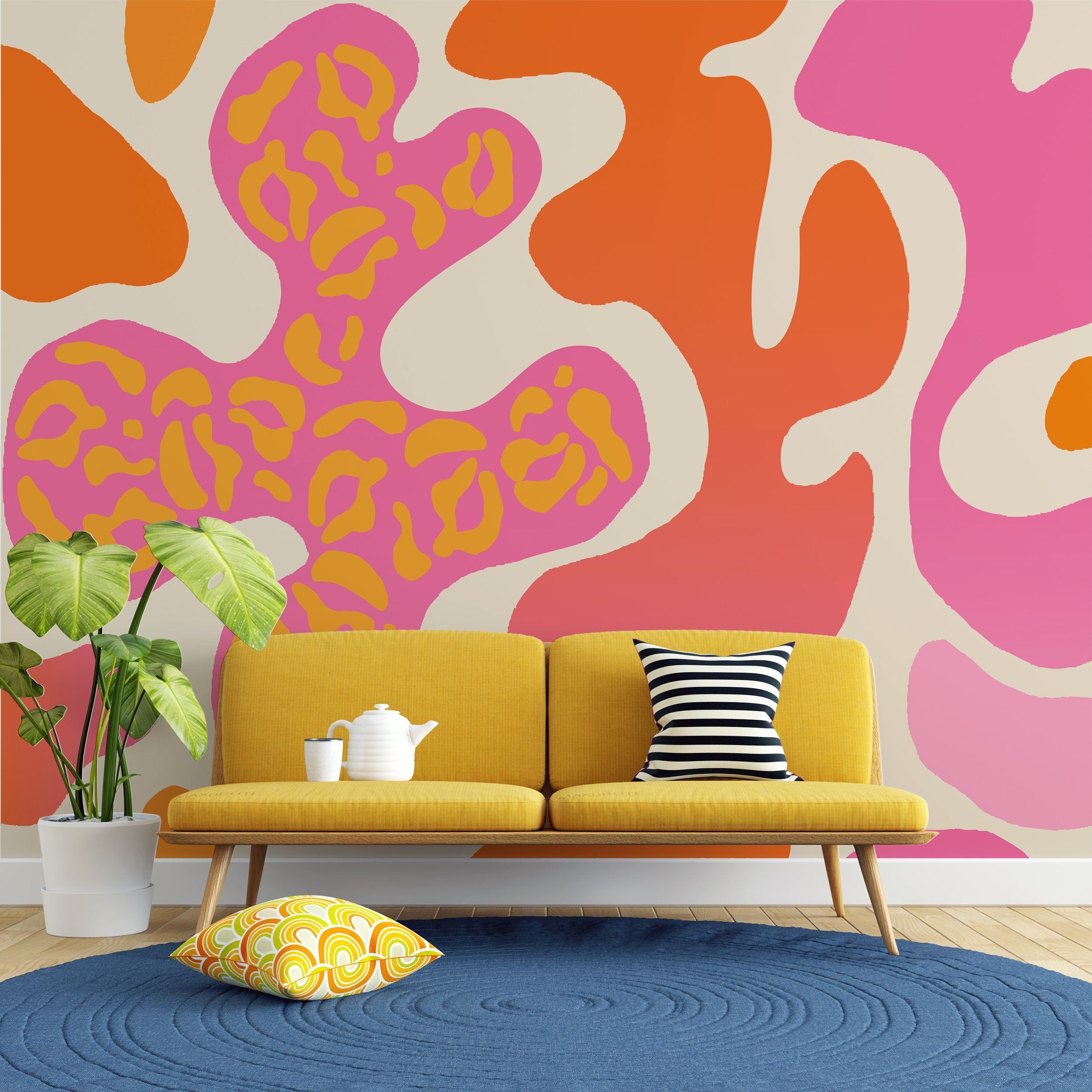 2500x2500 Colorful Organic Shapes Creative Art Peel and Stick Wall Mural