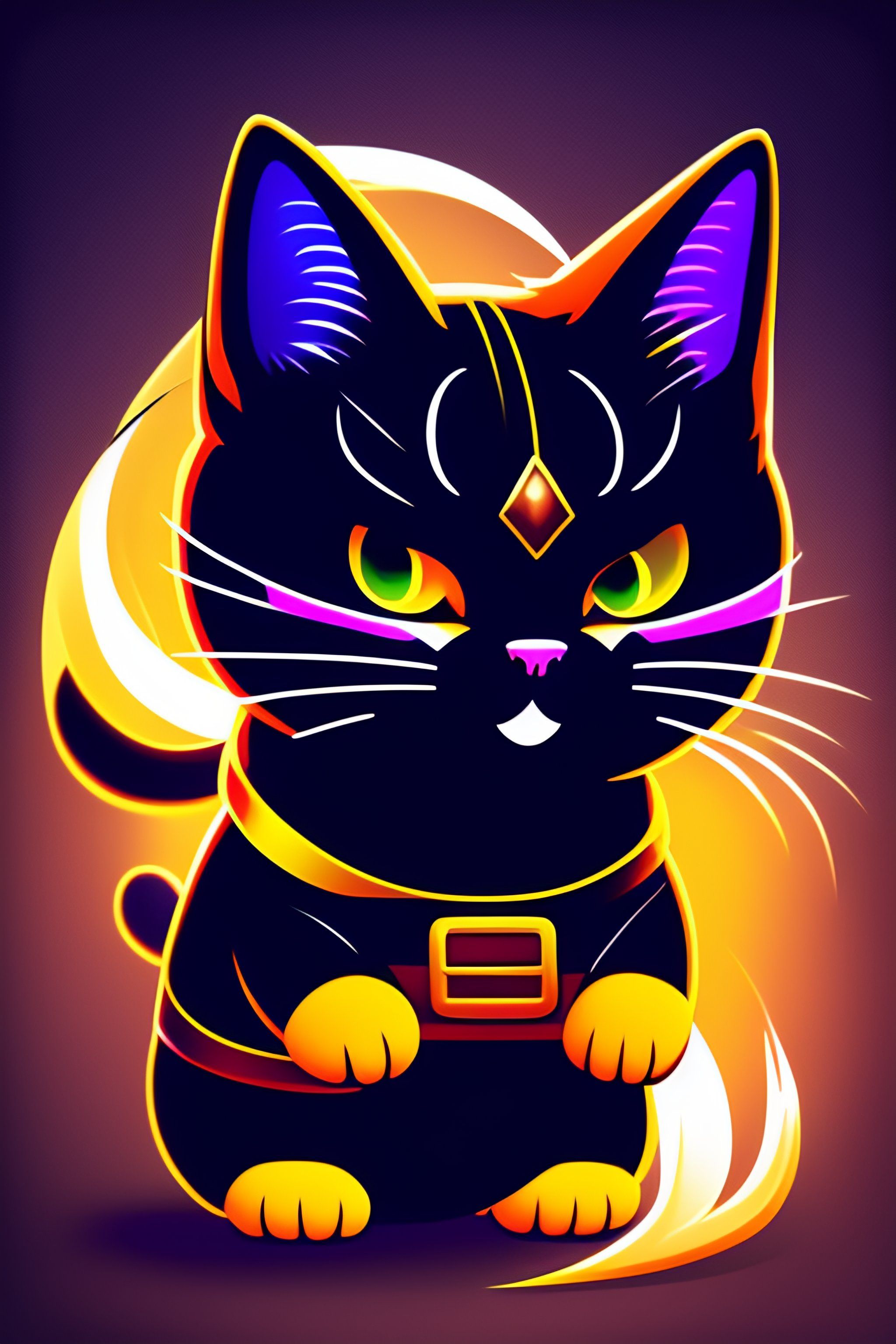 2048x3072 Lexica intense action portrait of cute evil ninja cat, vector cartoon illustration