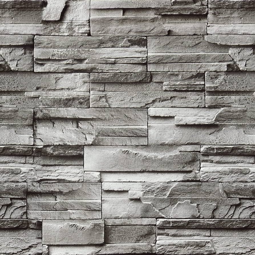 894x894 Jeweluck Stone Brick Wallpaper Peel and Stick Wallpaper 17.7inch×196.8inch Faux Stone Self Adhesive Wallpaper Kitchen Backsplash Gray Brick Contact Paper Stone Removable Wall Paper Decor Vinyl
