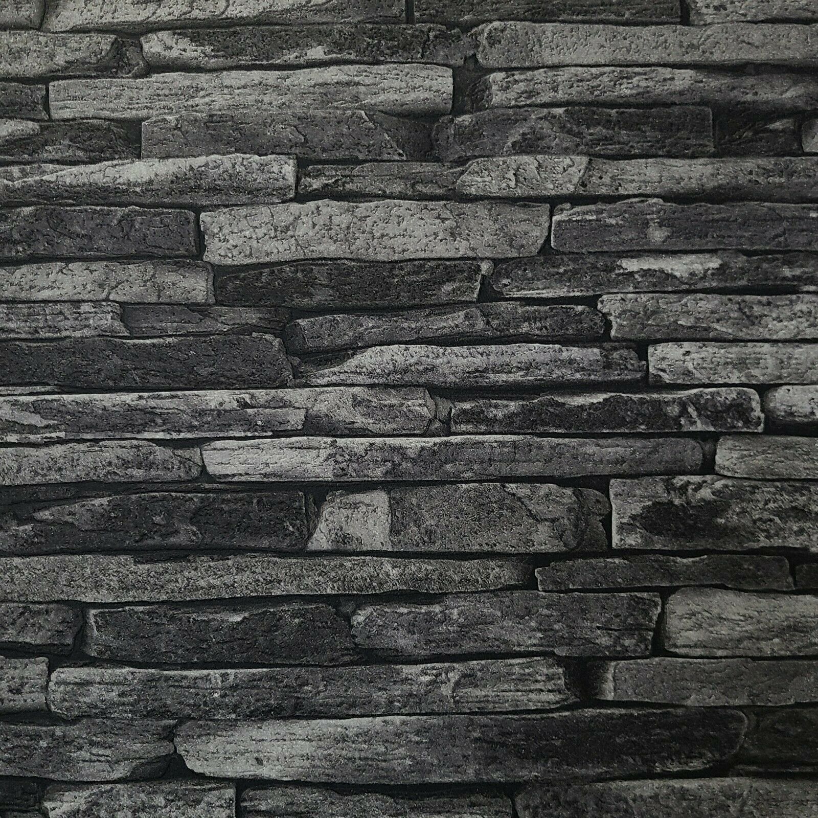 1600x1600 WM91422401 Charcoal gray black faux stone 3D Wallpaper