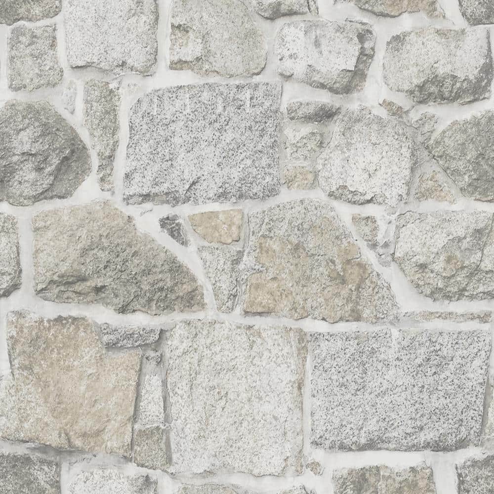 1000x1000 Chesapeake Axelle Light Grey Stone Matte Pre Pasted Paper Wallpaper 4072 70042 Home Depot