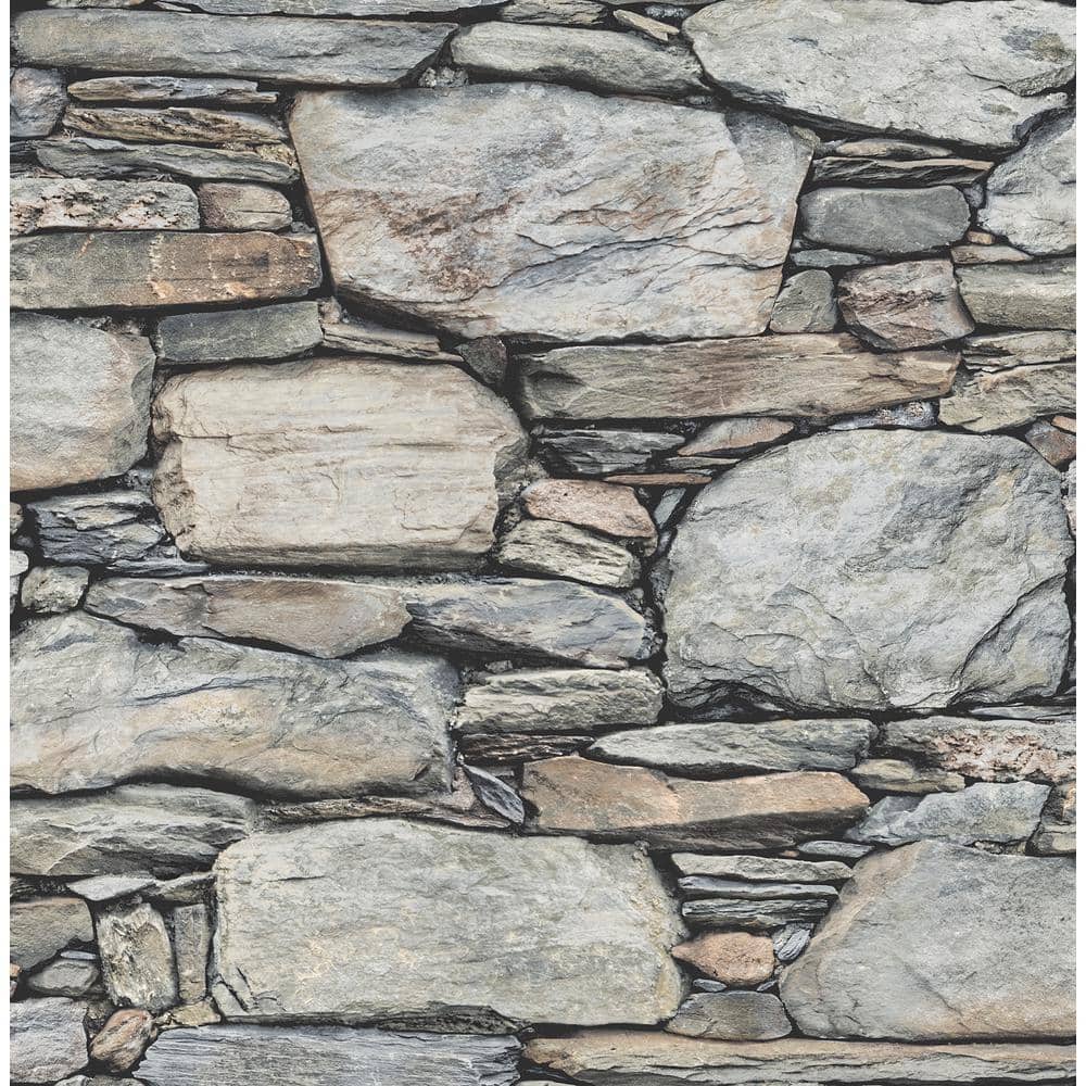 1000x1000 Brewster Cesar Grey Stone Wall Paper Strippable Roll Wallpaper (Covers 56.4 Sq. Ft.) 2701 22304 Home Depot