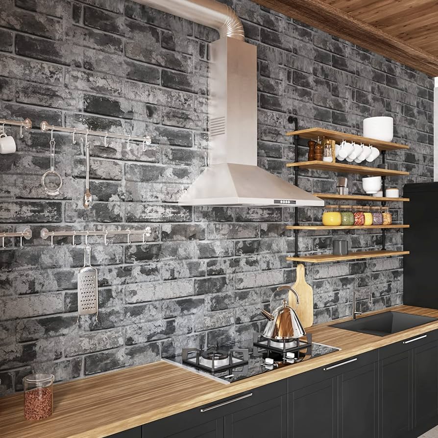 894x894 Wallercity Gray Brick Wallpaper Peel and Stick Thick Stone Wallpaper 17.5 x 78.7 Faux Brick Wall Panels Wallpaper Vinyl Vintage Faux Brick Paneling Contact Paper Textured Wallpaper Home Decoration