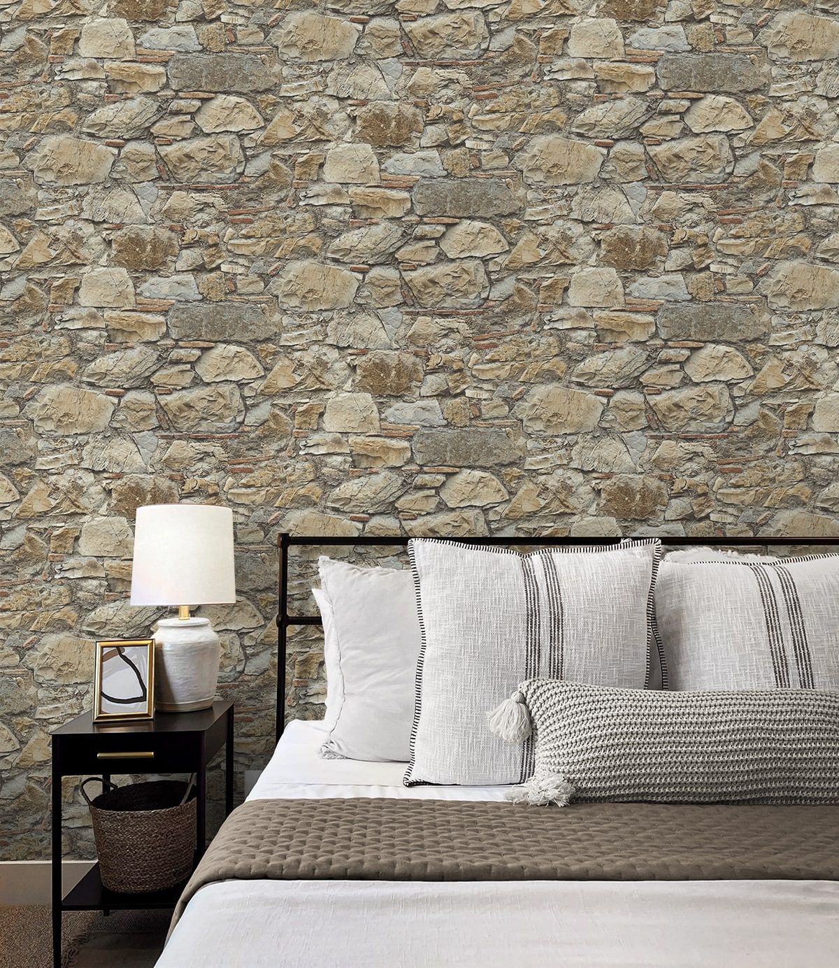 1200x1384 Faux Stone Wall Prepasted Wallpaper