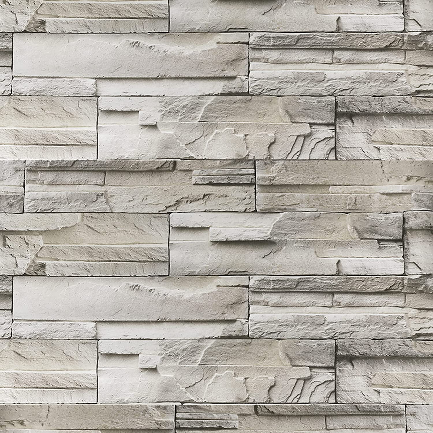 1500x1500 VEELIKE 3D Stacked Brick Wallpaper Gray Stone Wallpaper Contact Paper for Home Peel and Stick Wall Paper Removable Self Adhesive Film Fuax Stone Panels for Cabinet Locker Counter.7''x354''