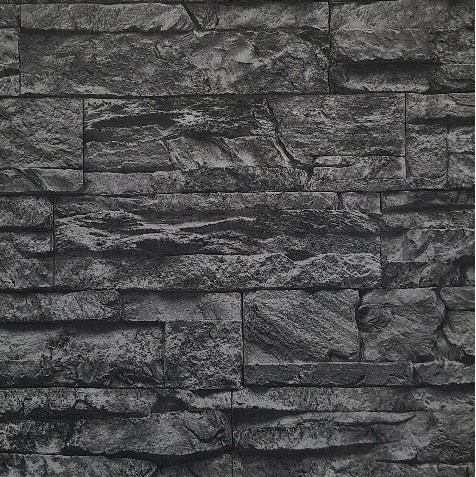 1599x1600 WM70712301 Charcoal gray black faux stone 3D Wallpaper