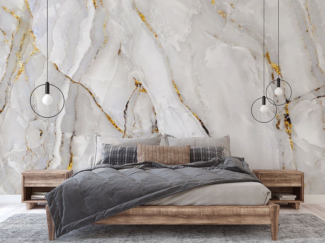 1080x810 Self Adhesive White Marble Abstract Gray Stone Texture Wall Mural CCM0