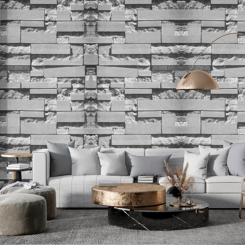 1000x1000 3D Effect Grey Slate Stone Wallpaper