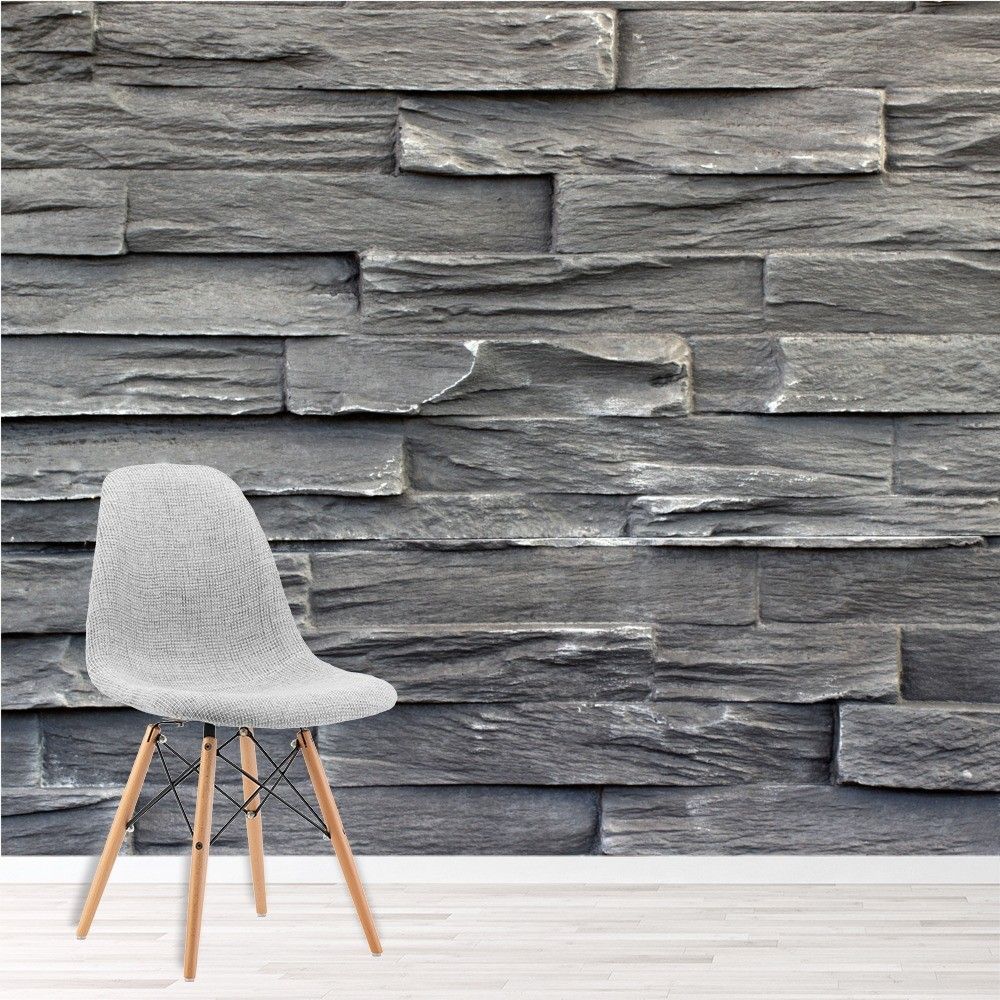 1000x1000 Dark Grey Brick Wallpaper Wall Mural