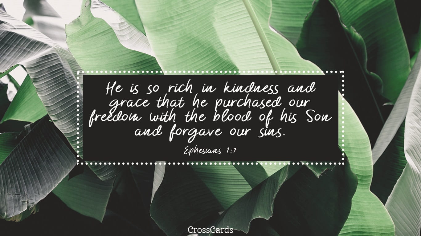 1366x768 Ephesians 1:7 Wallpaper Leaves Desktop Background