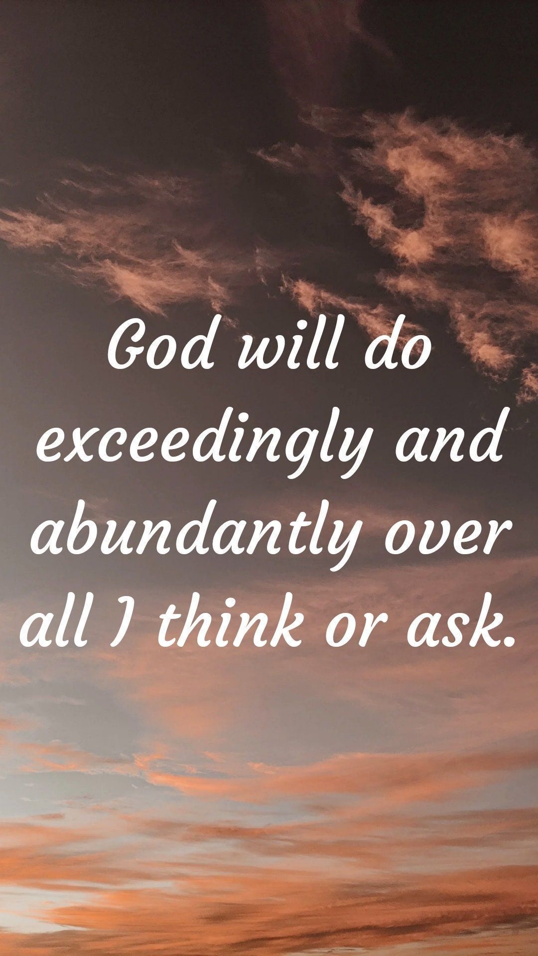 1080x1920 Phone Wallpaper With Ephesians 3:20 Bible Verse and Sunset