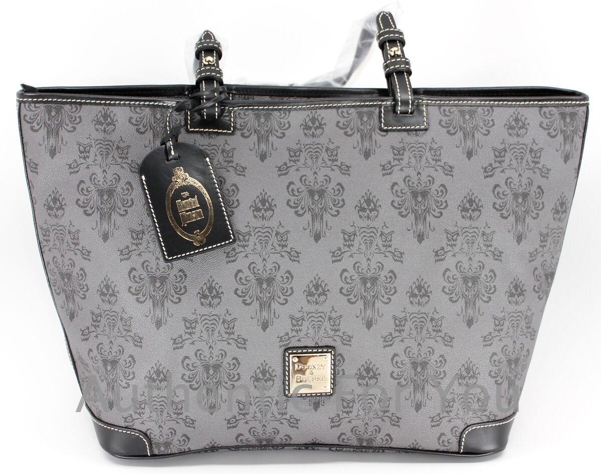 1200x947 NEW Disney Dooney & Bourke Haunted Mansion Wallpaper Grey Tote Bag Large Purse