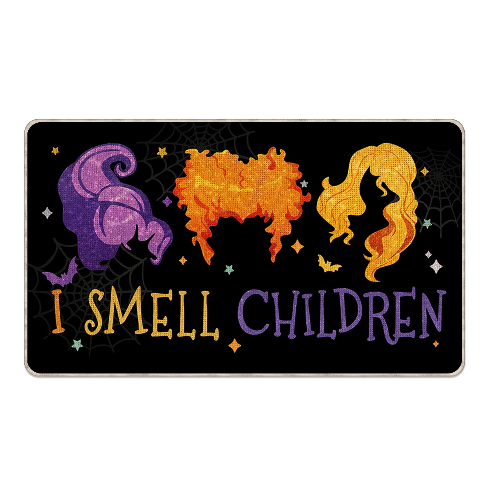 1600x1600 Tailus Halloween I Smell Children Decorative Front Door Mat, Sanderson Sisters Witches Hocus Pocus Doormat Indoor Outdoor Floor Entryway Rug, Funny Holiday Home Kitchen Decoration 17x29 Inch : Home & Kitchen