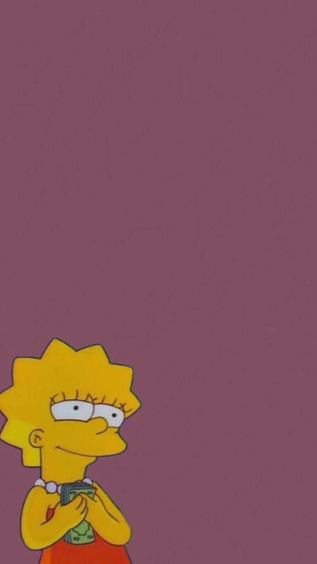 1080x1920 Download Aesthetic Cartoon Lisa Simpson With Money Wallpaper