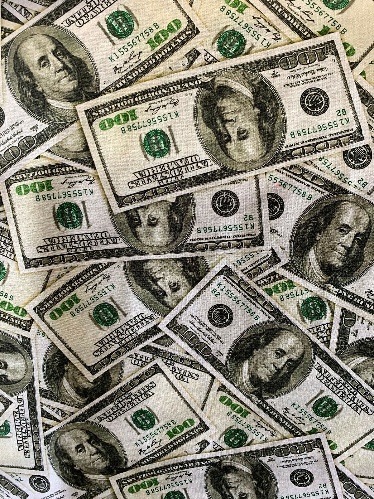 1200x1600 dollar bill money design 100% cotton fabric sold by the yard clothing sheets