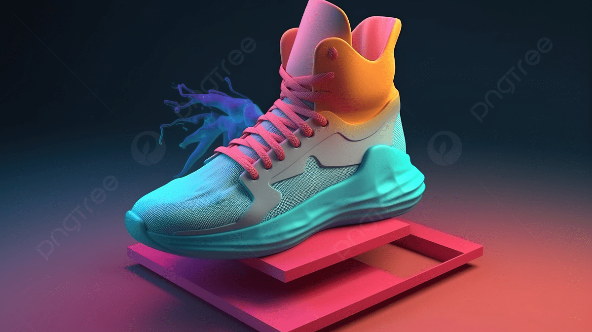 1200x673 3D Illustration Of A Running Shoe Background, 3D Illustration Of A Concept Shoe For The Metaverse Colorful Sports Boot Sneaker On A High Platform, HD Photography Photo Background Image And Wallpaper for